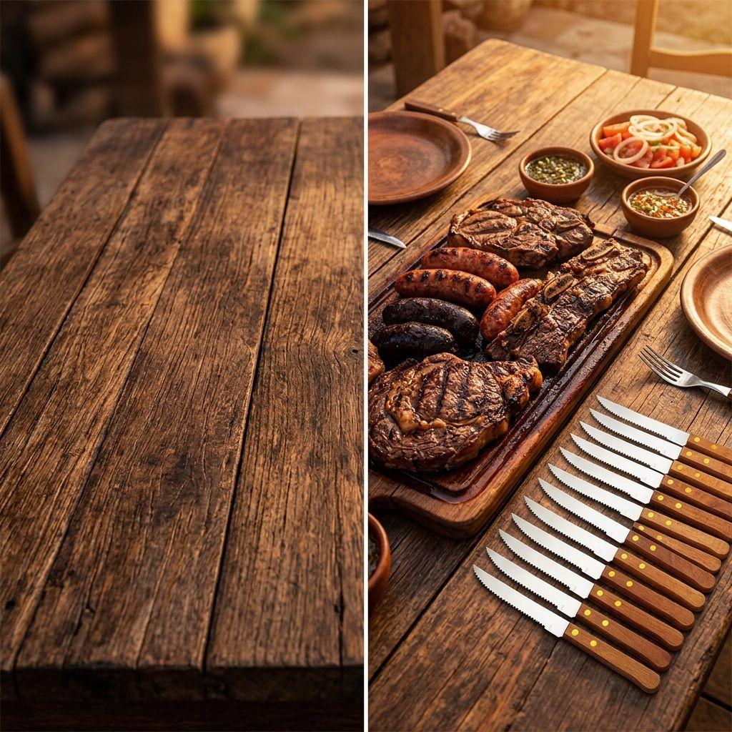 Cuchillos Asado Mango Madera Pack 12 Acero Inoxidable-7