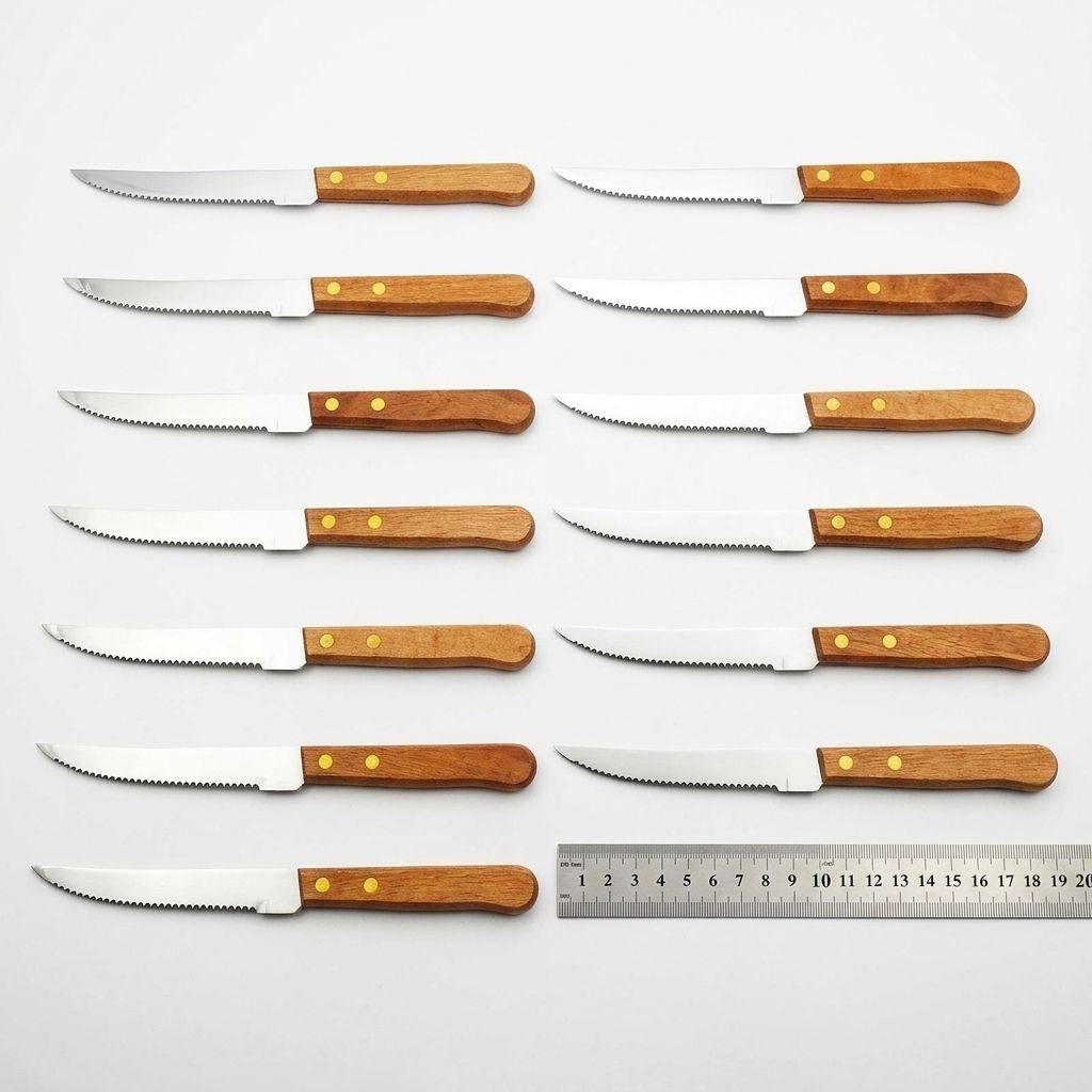 Cuchillos Asado Mango Madera Pack 12 Acero Inoxidable-8