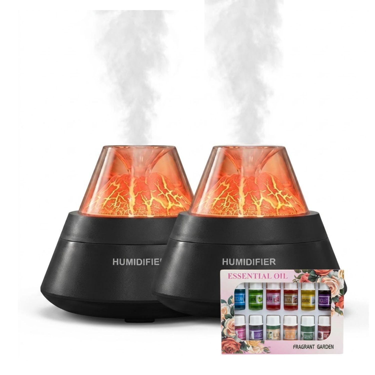 Set 2 Humidificadores Volcan 12 Escencias Aromaticas Negro Negro-0