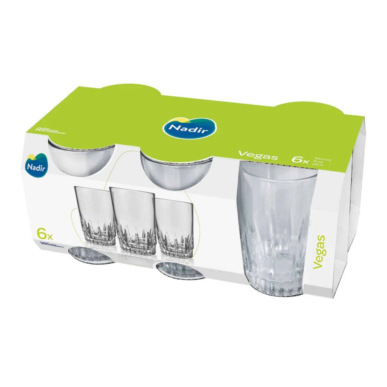 Set 6 Vasos Altos Vegas Jugo 240mL Nadir Cocina Cristaleria-2
