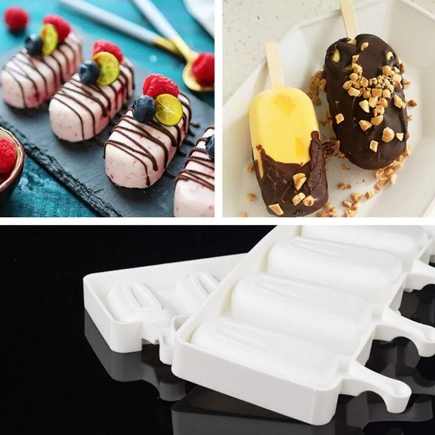 Set 3 Moldes Silicona Helado Paletas 4 Cavidades Reposteria-2