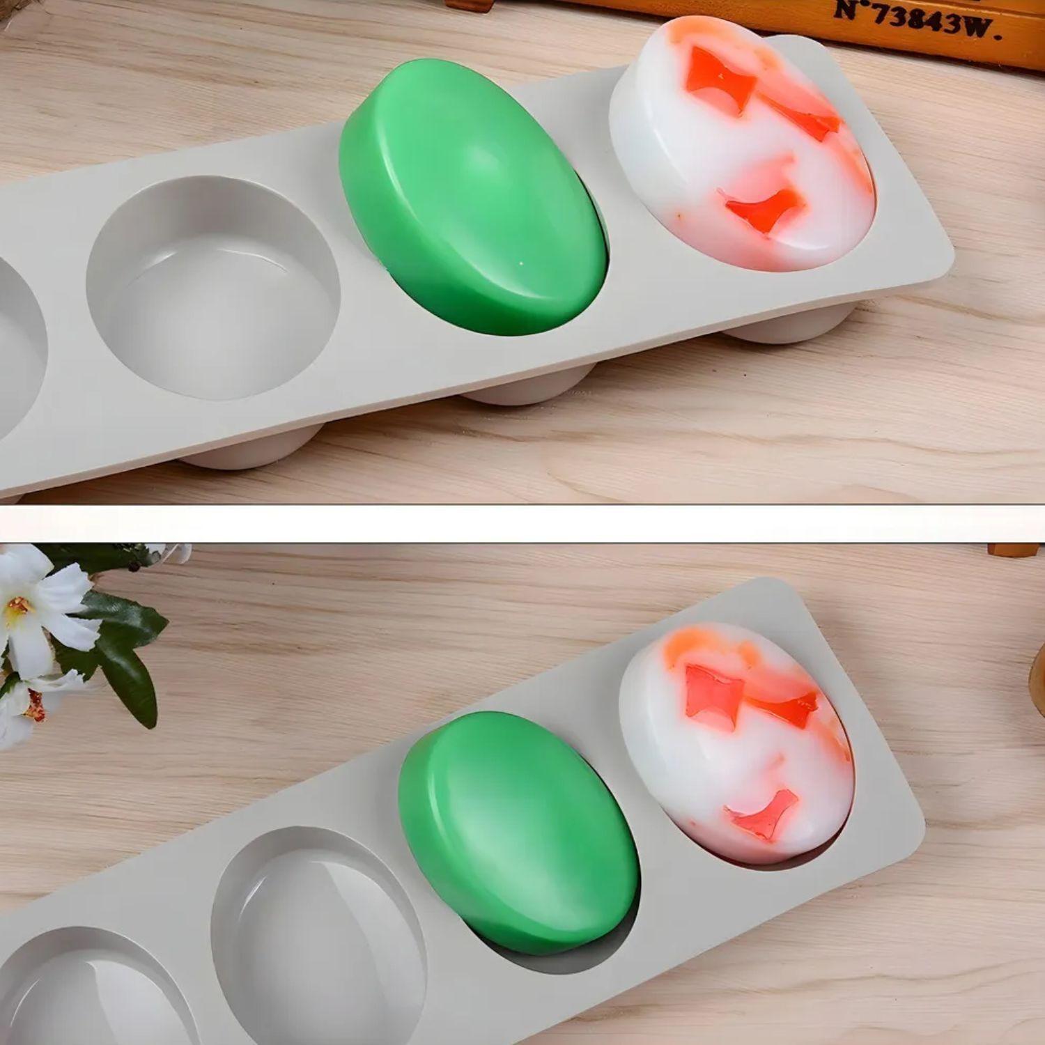 Moldes Silicona Jabon Ovalado Color Gris 4 Cavidades-2