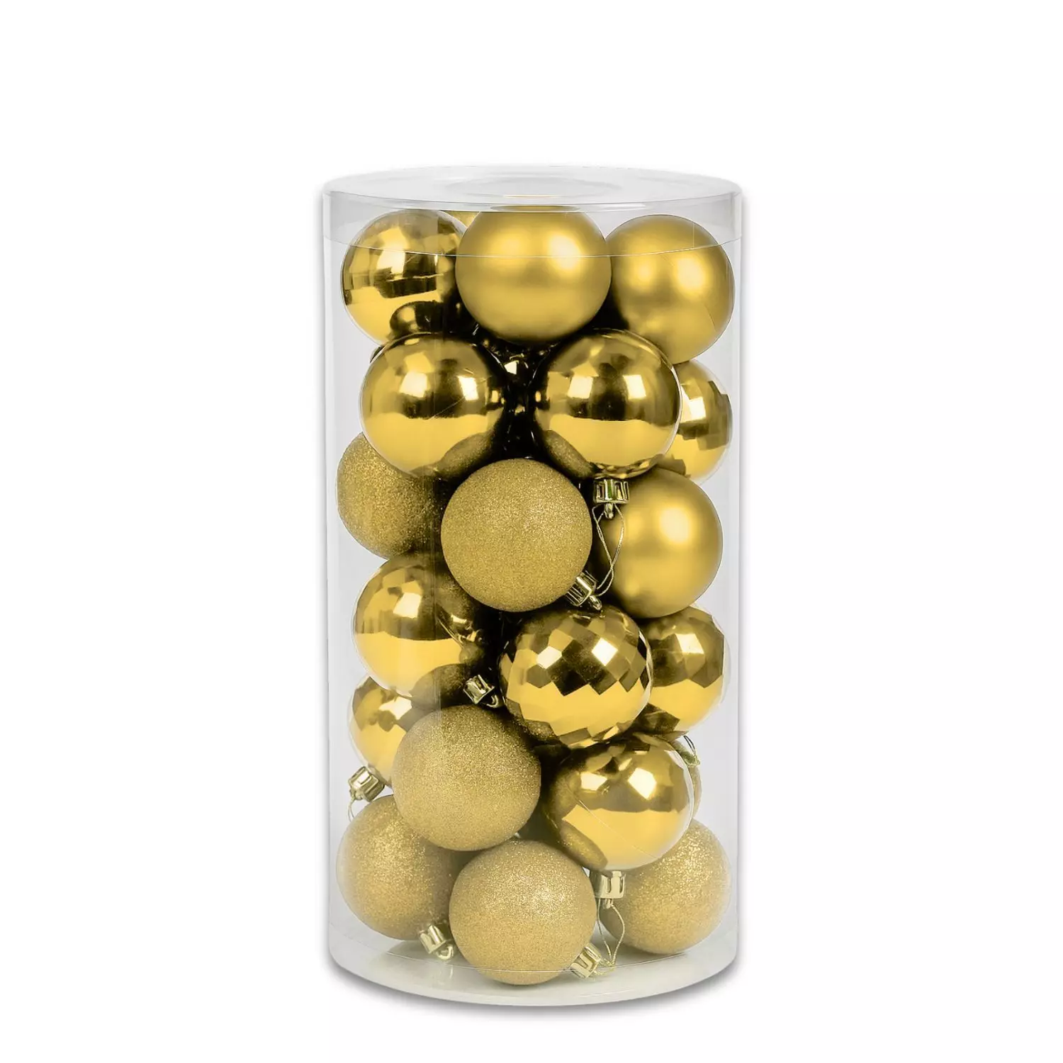 24 Esferas Navideñas Bambalinas 6 Cm Dorado Decoracion-0