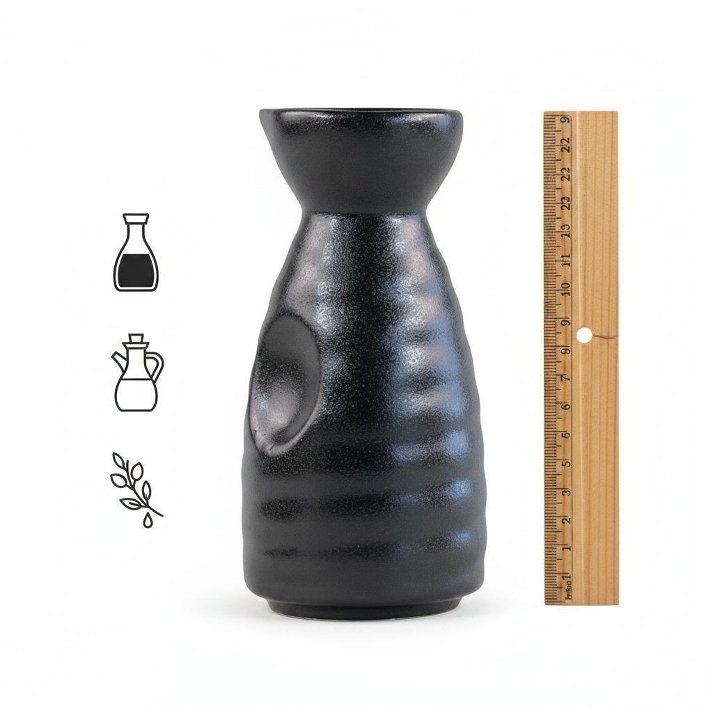 Alcuza Ceramica Soya Tokai 200ml Wayu Negro Moderno-6