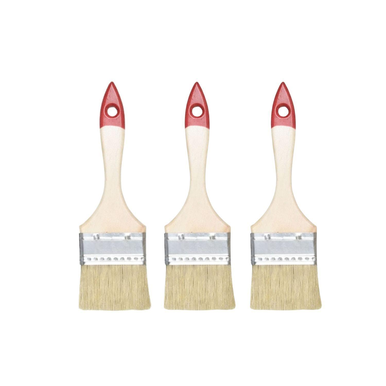 Set 3 Brocha Mango Madera 2.5 Pulgadas Para Pintura Pintar-0