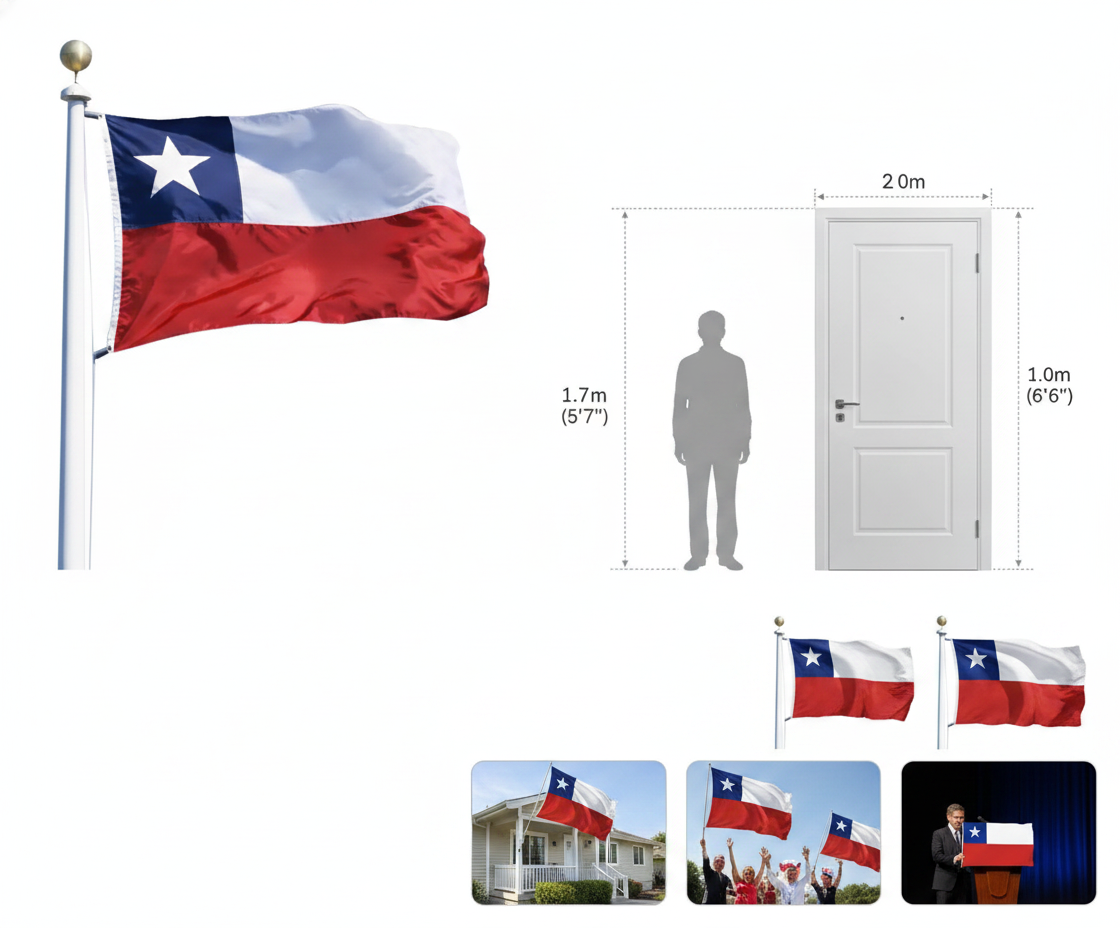 Bandera Chilena 140x210 Grande Trevira Tela Fiestas Patrias-2