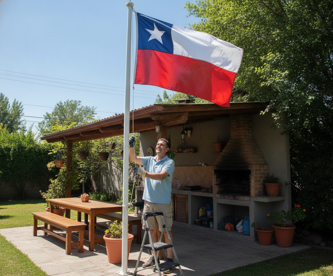 Bandera Chilena 140x210 Grande Trevira Tela Fiestas Patrias-6