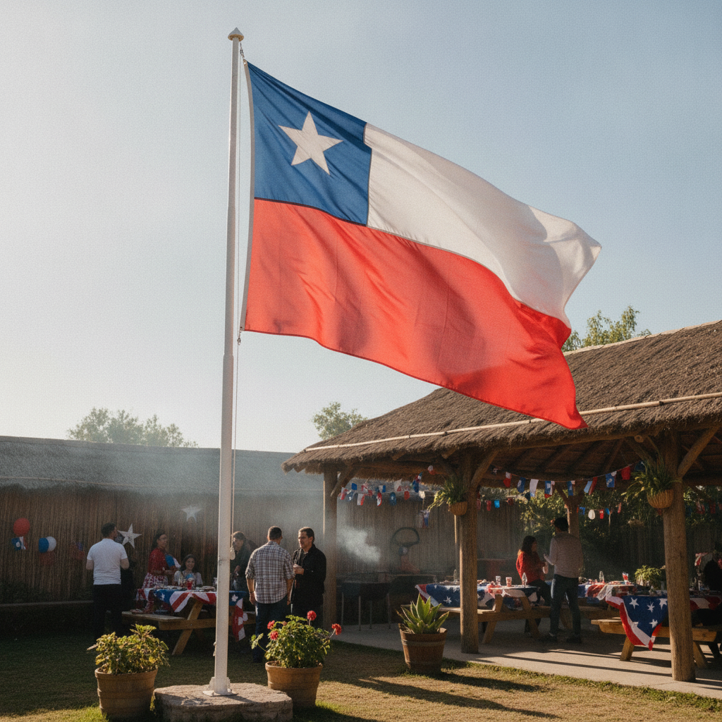 Bandera Chilena 140x210 Grande Trevira Tela Fiestas Patrias-9