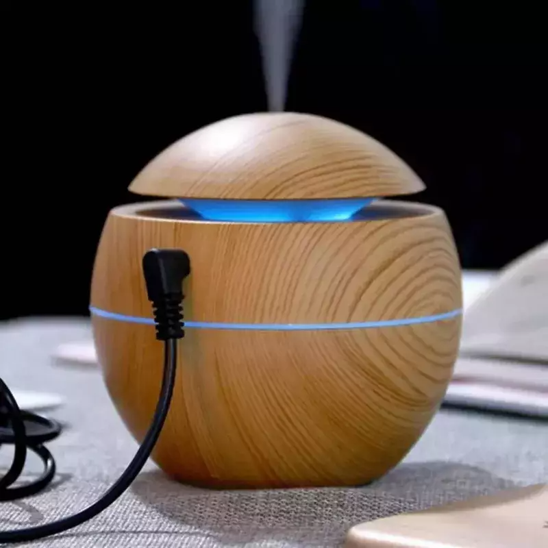 Humidificador Difusor de Escencias Aspecto Madera Claro Relajación-4