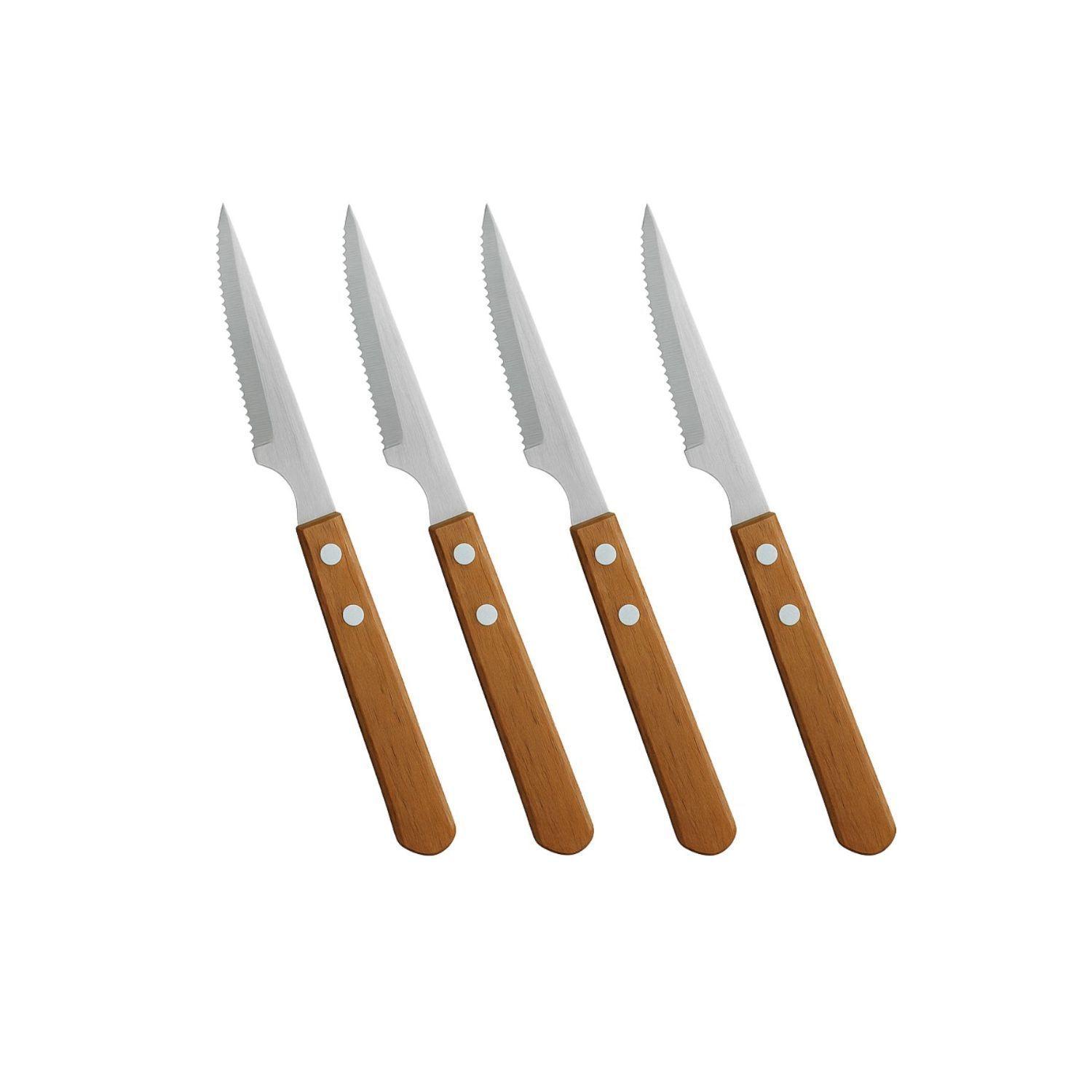 Set 60 Cubiertos Mango Madera Cuchillo Tenedor Asado Cocina-2