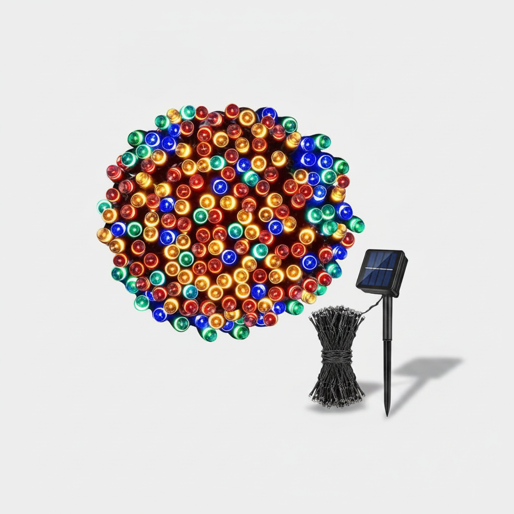 Guirnalda Solar 100 Luces Led 12m Multicolor Jardín Árbol-8