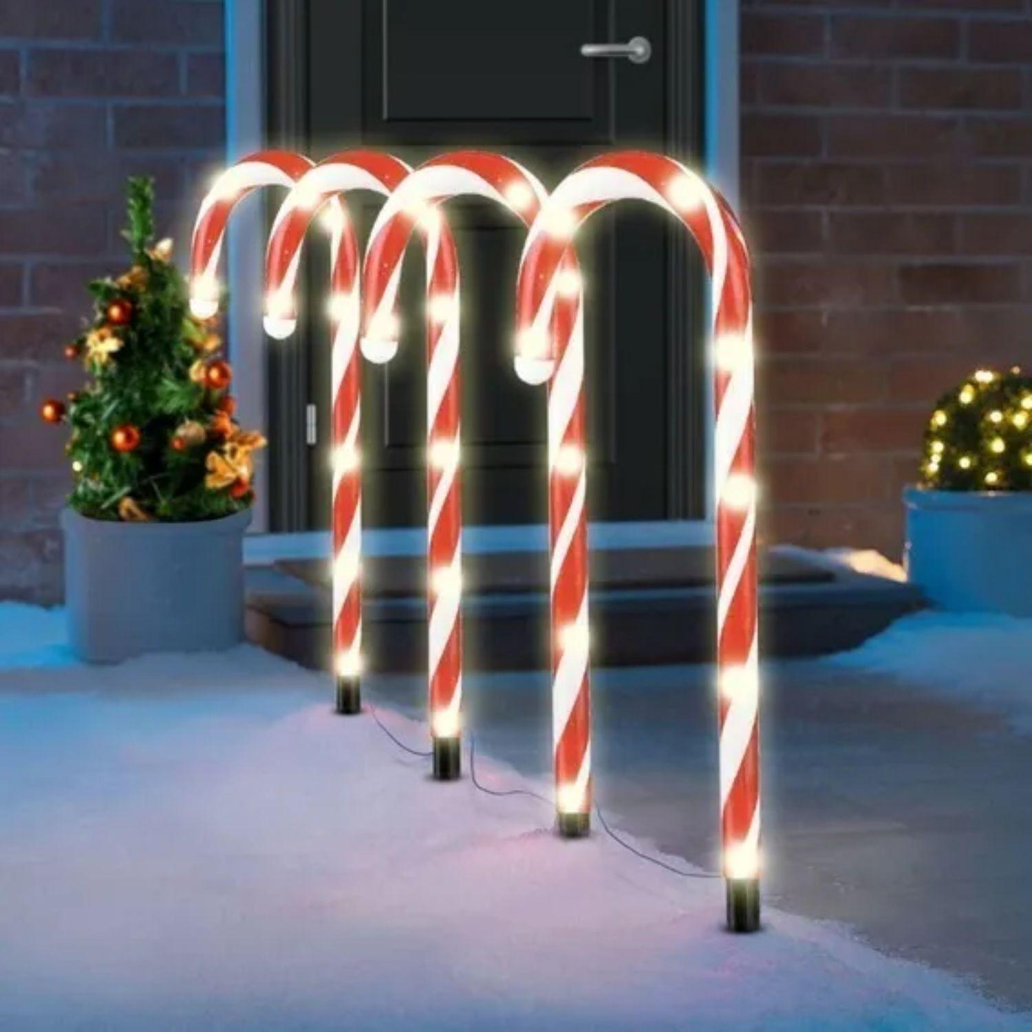 Set 15 Luces Navidad Bastones Led Estaca Solar Decorativas-2