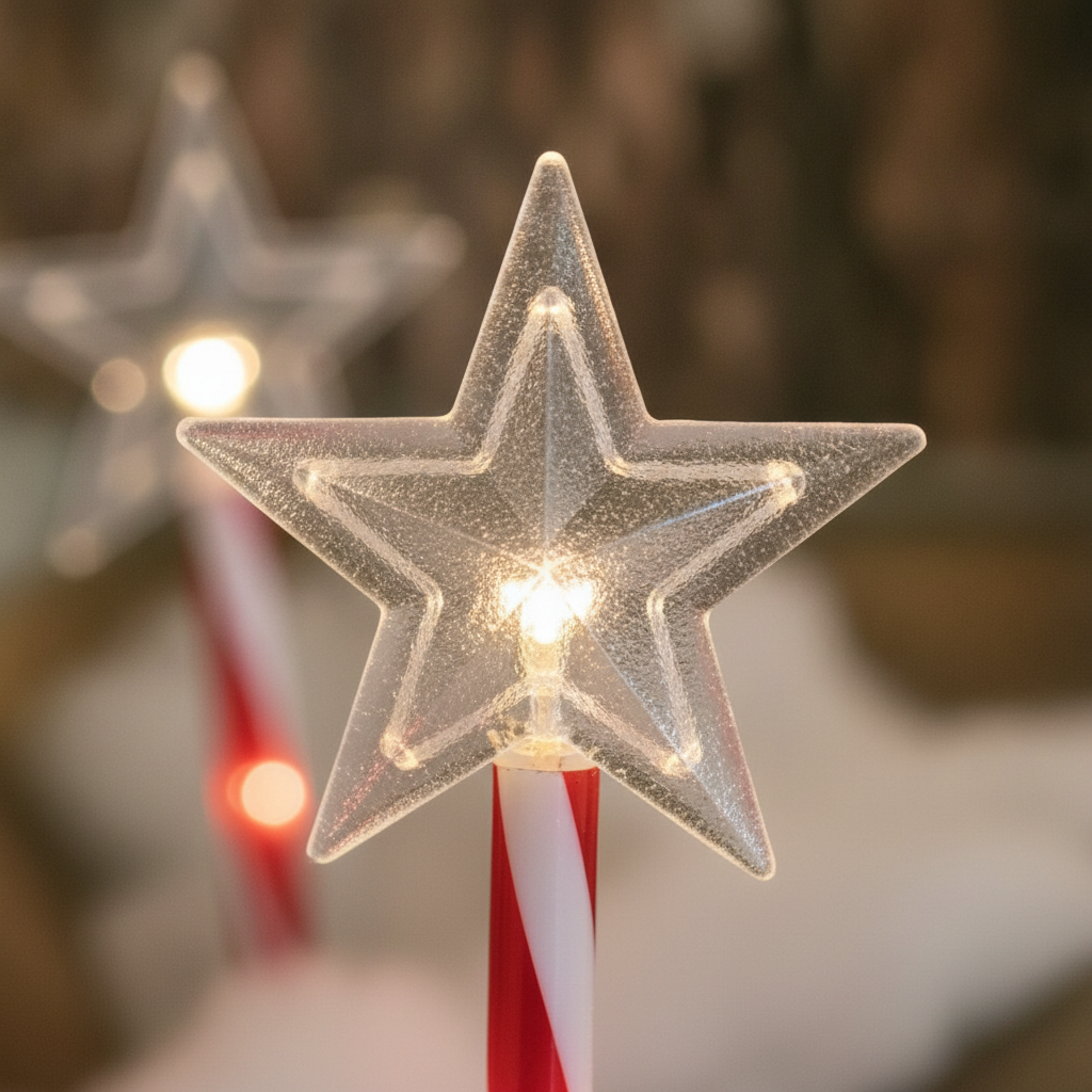 Set 5 Estacas Solares Navidad Estrella LED Jardín 25cm Luz-2