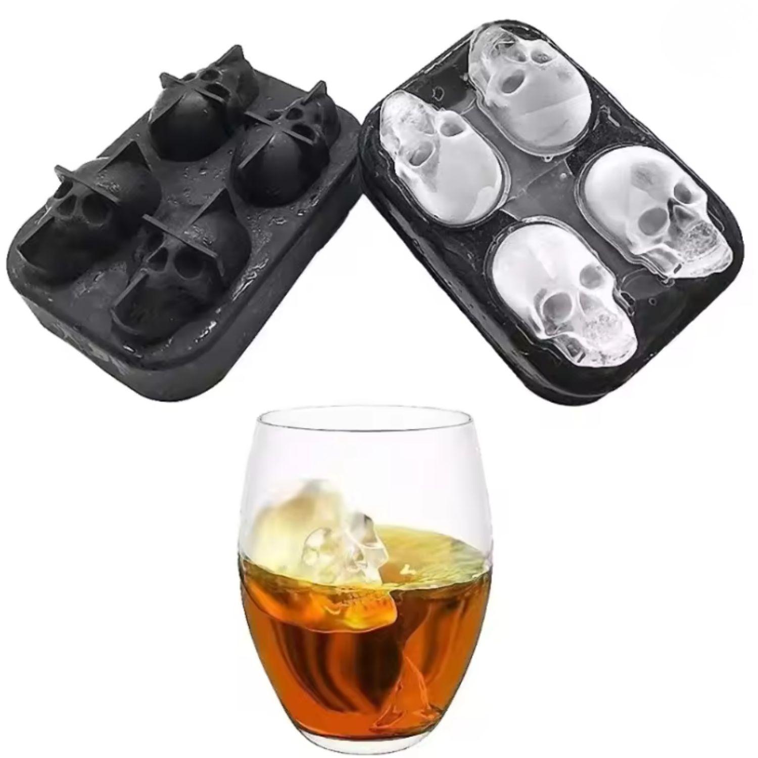 Set 3 Moldes Silicona Calaveras 4 Cavidades Negro Reposteria-2