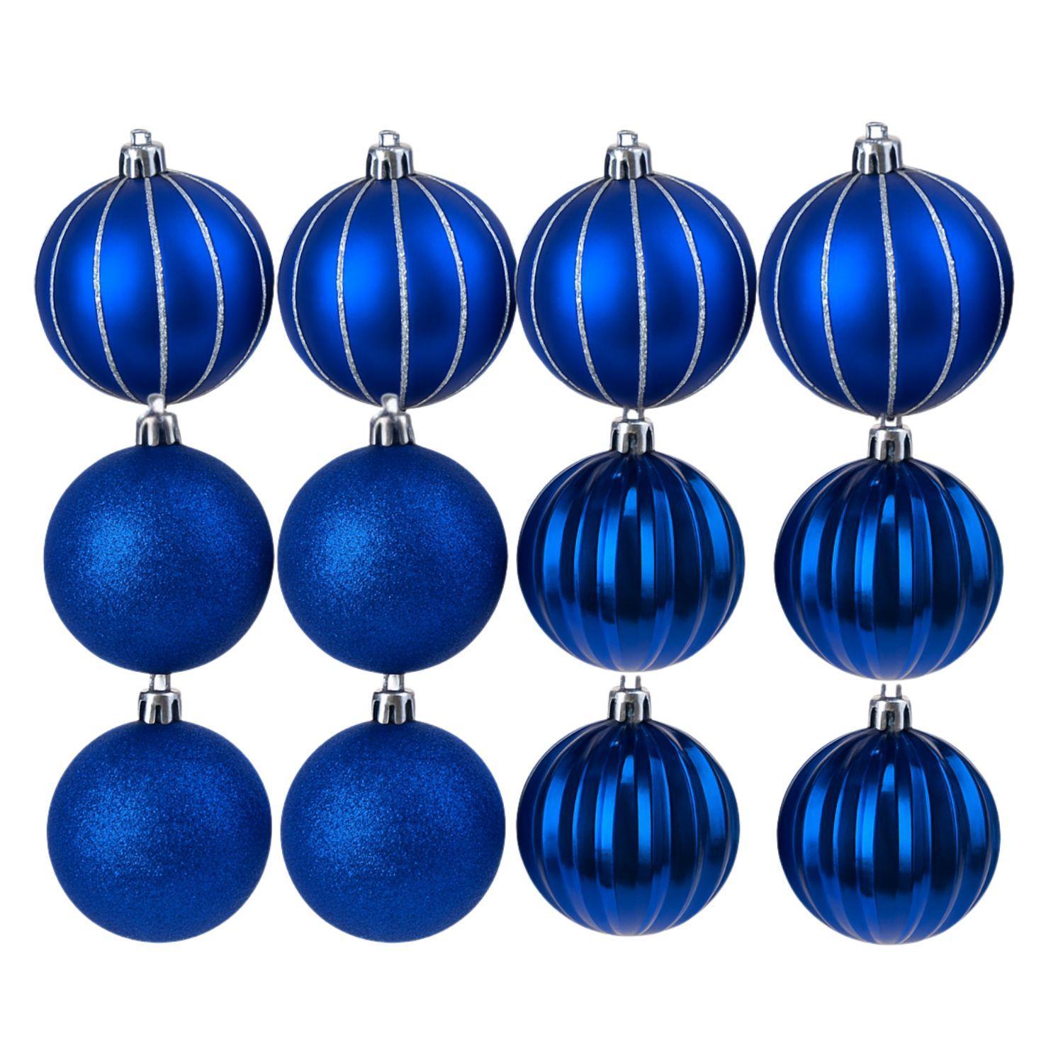 12 Bambalinas Esferas Navideñas Azul 6cm Decoracion Navidad-0