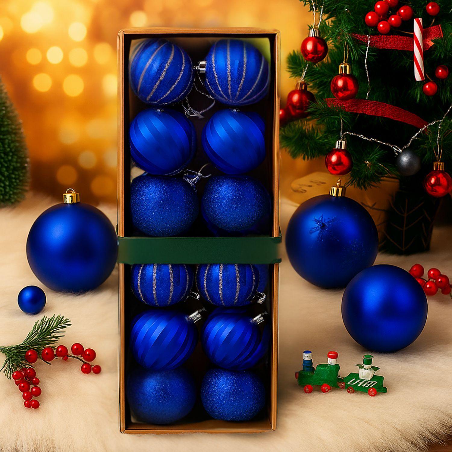 12 Bambalinas Esferas Navideñas Azul 6cm Decoracion Navidad-2