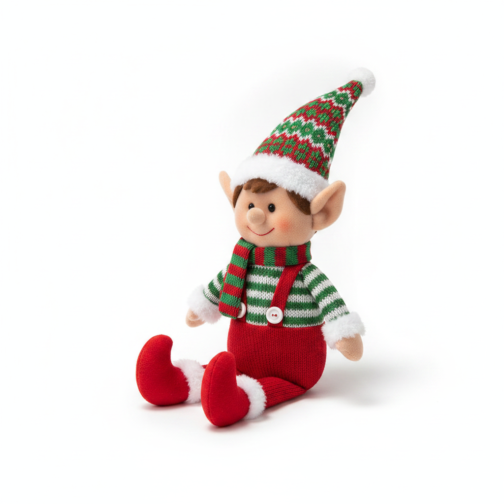 Duende Navideño Peluche Sentado 25cm Decoración Navidad-6