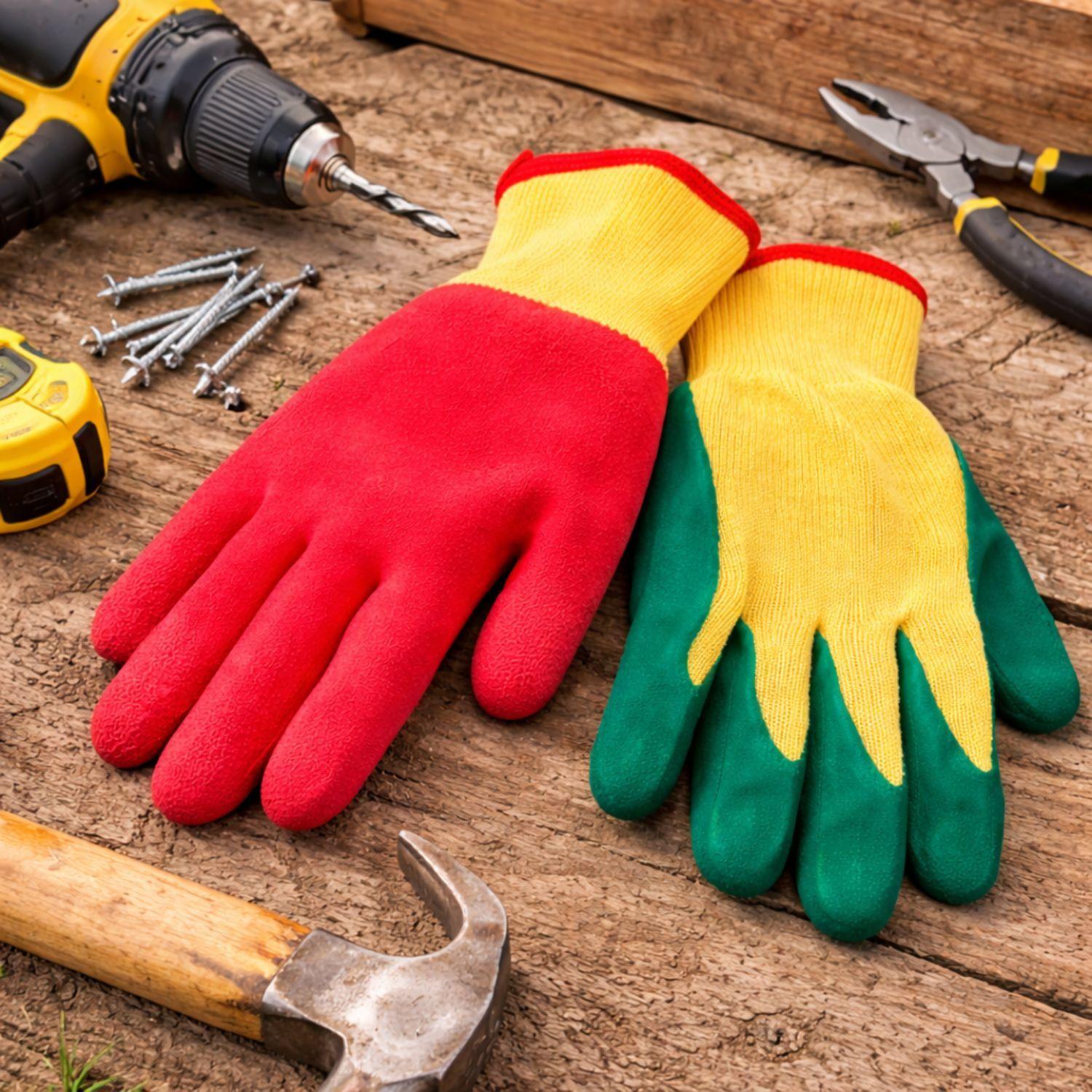 Guante Palma Goma Grueso Jardin Jardineria Verde Talla M-3