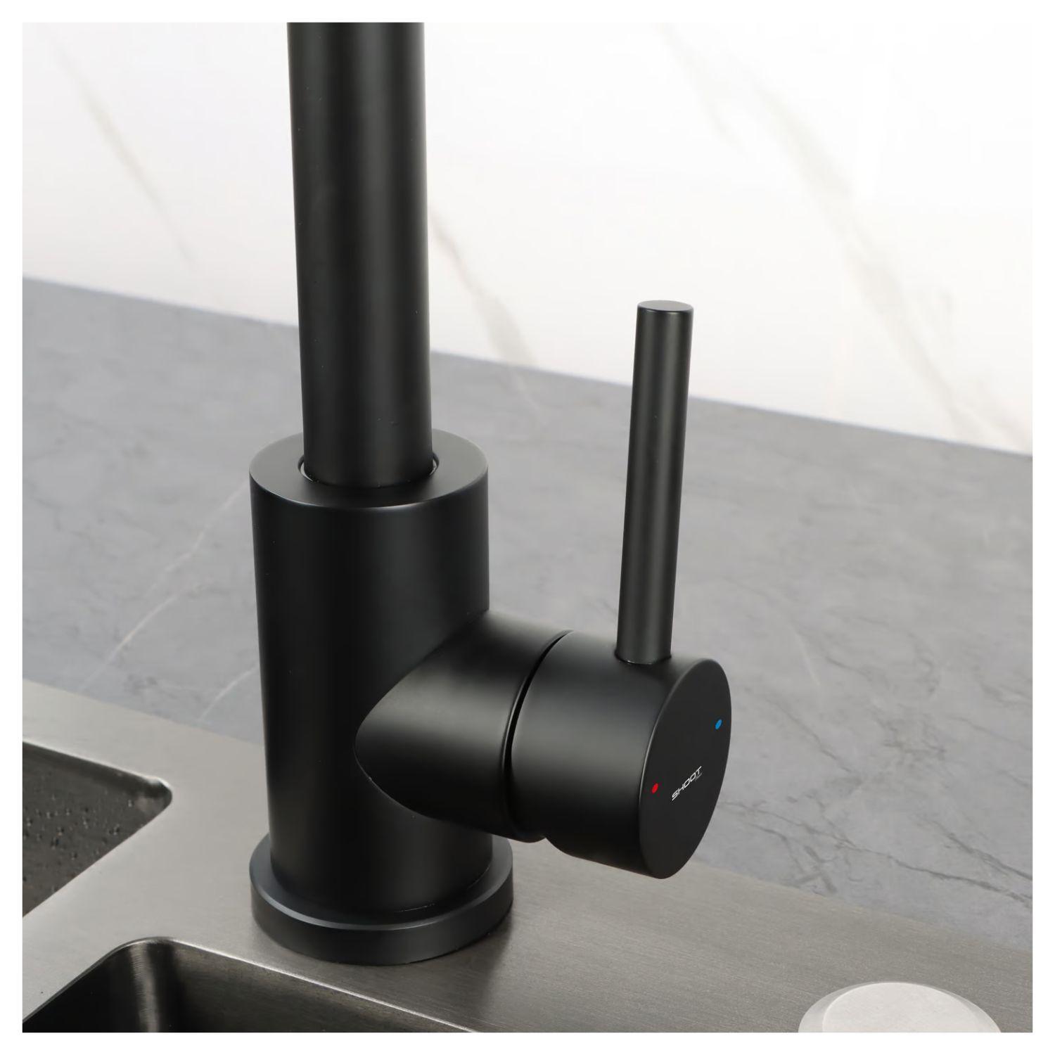 Grifo Cocina Negro Mate Moderno Giratorio Alta Calidad-2