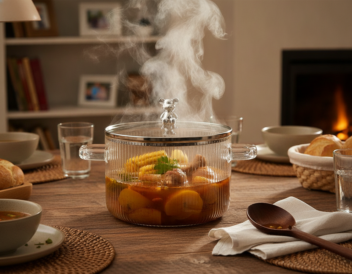 Olla Vidrio Borosilicato Resistente 1800mL Tapa  Cocina-3