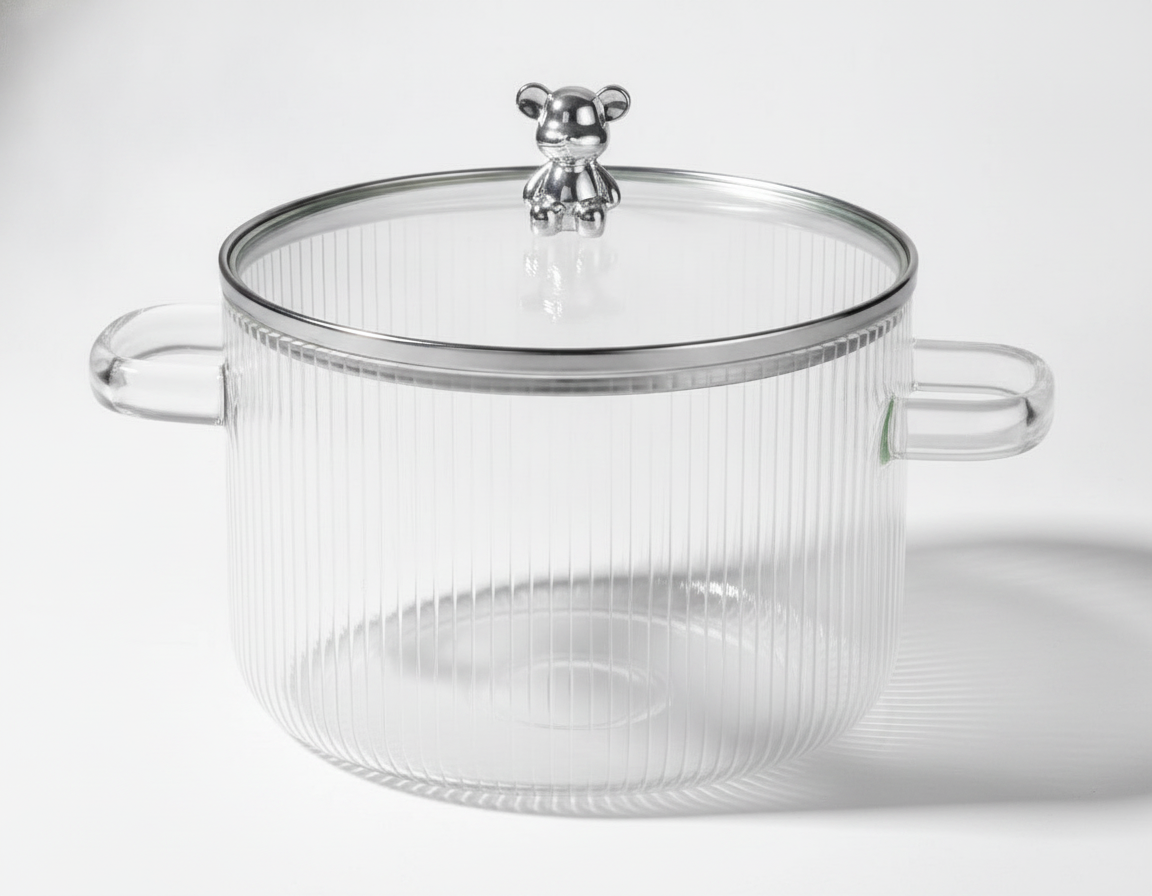 Olla Vidrio Borosilicato Resistente 1800mL Tapa  Cocina-5