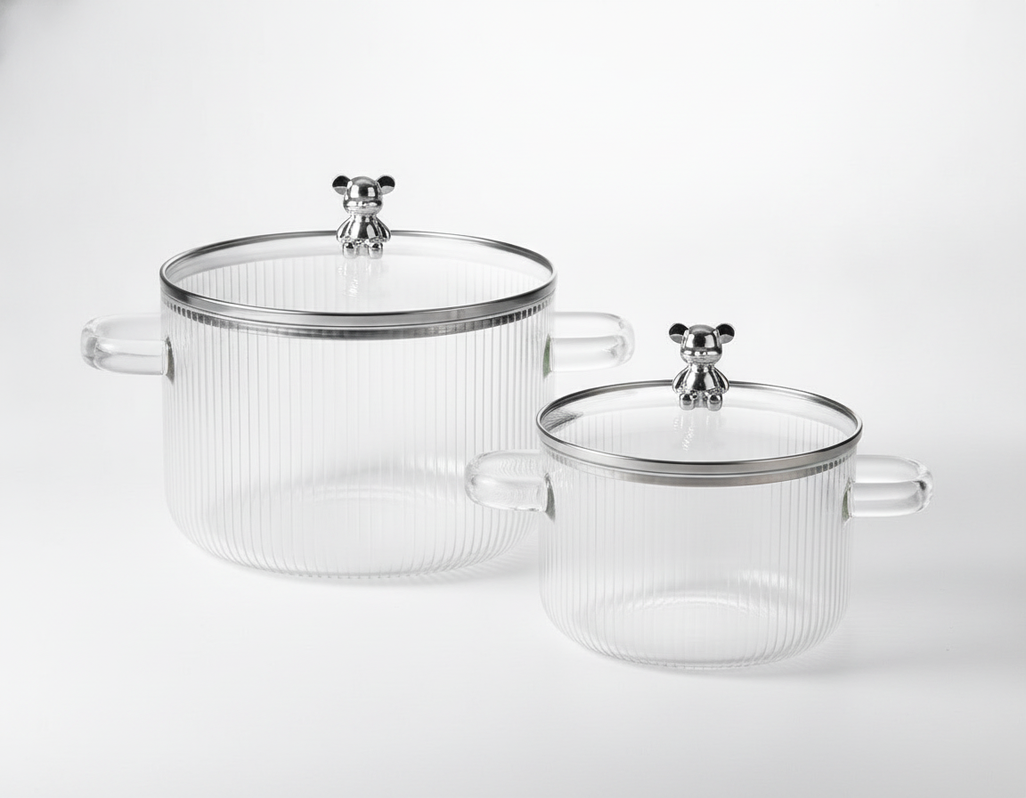 Olla Vidrio Borosilicato Resistente 1800mL Tapa  Cocina-7