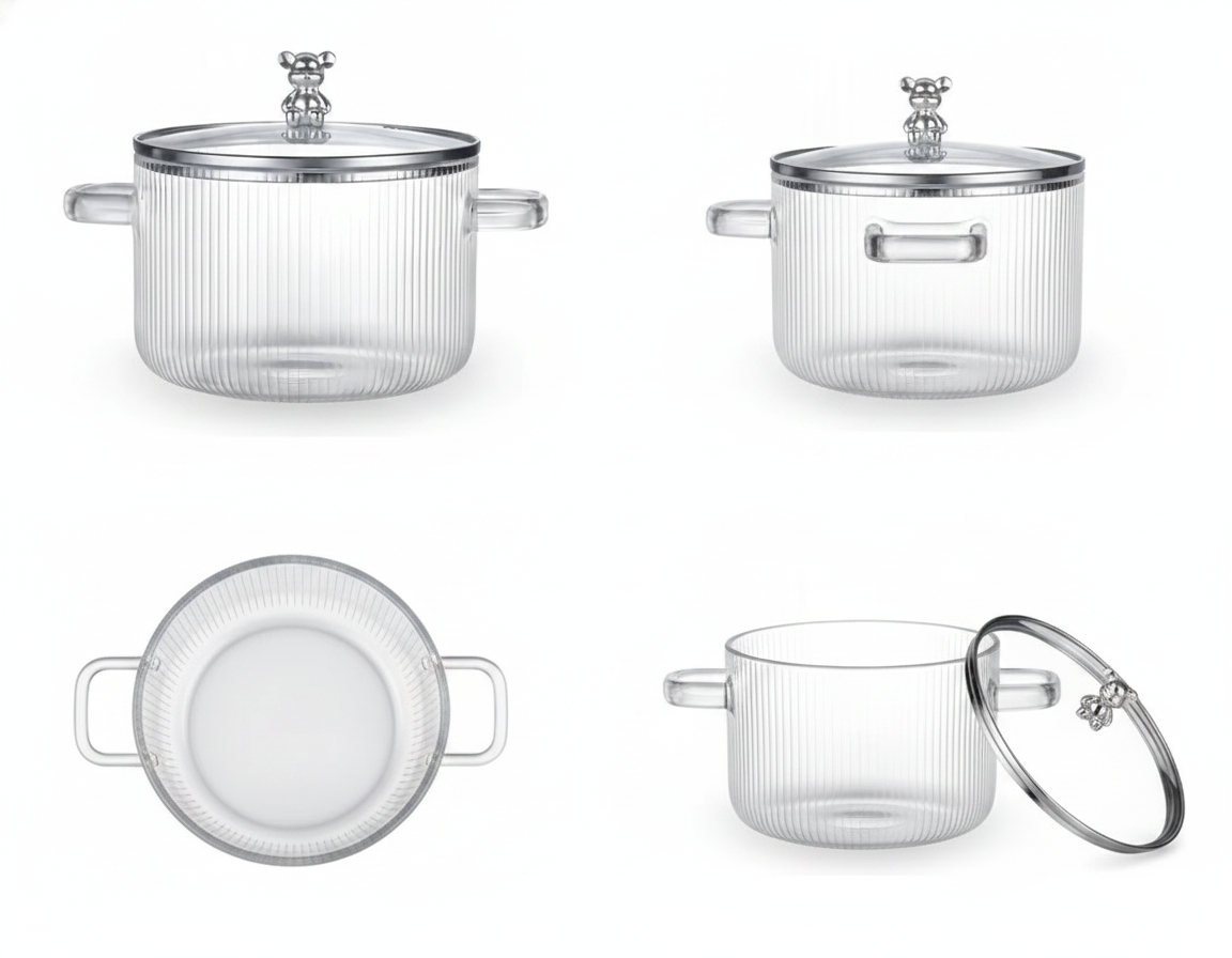 Olla Vidrio Borosilicato Resistente 1800mL Tapa  Cocina-8