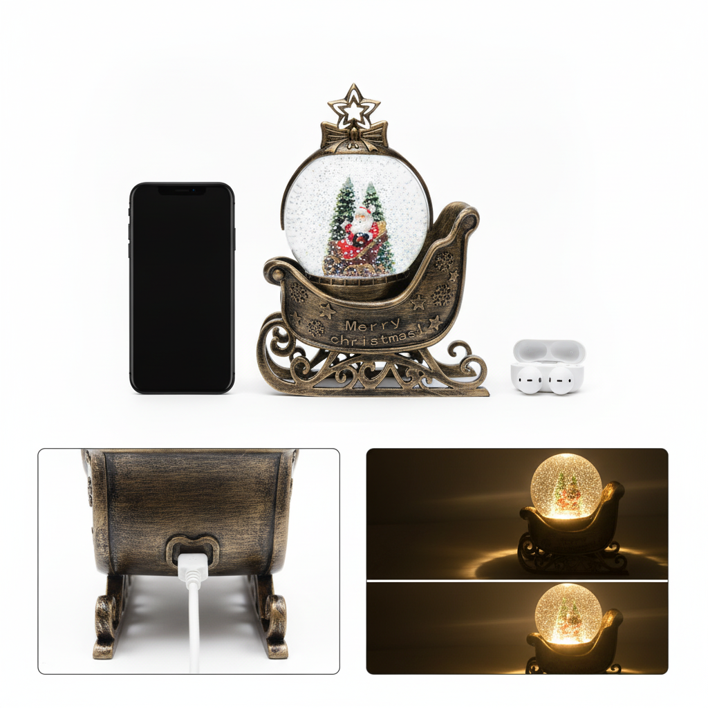 Adorno Navideño Trineo Musical Viejito Pascuero Luz Usb-8