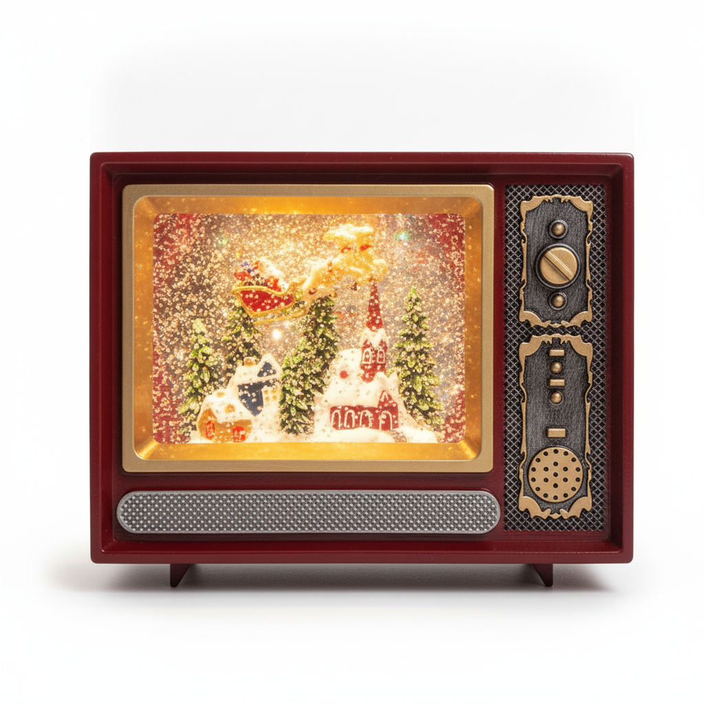 Adorno Navideño TV Retro Viejito Pascuero Musical Usb-0