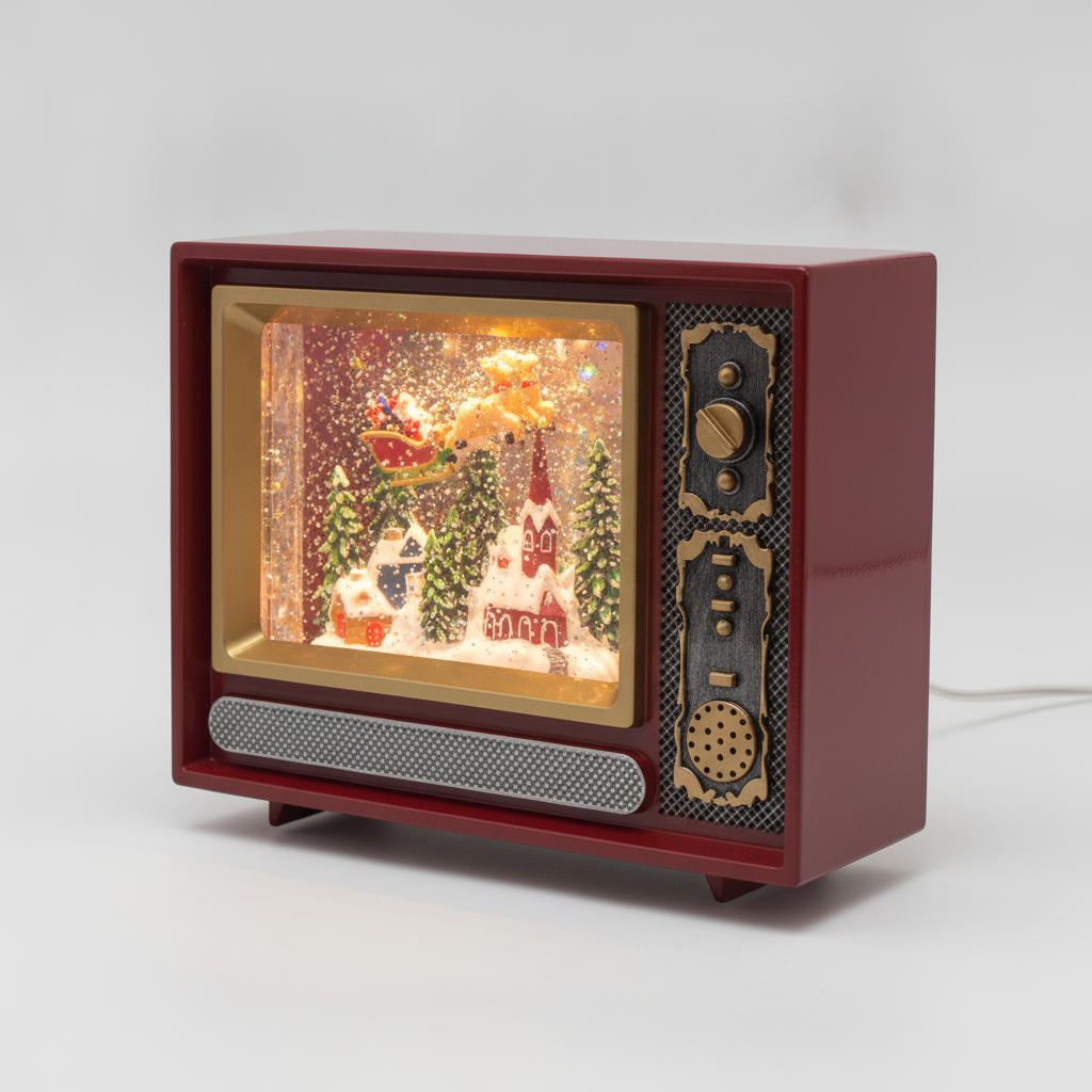 Adorno Navideño TV Retro Viejito Pascuero Musical Usb-5