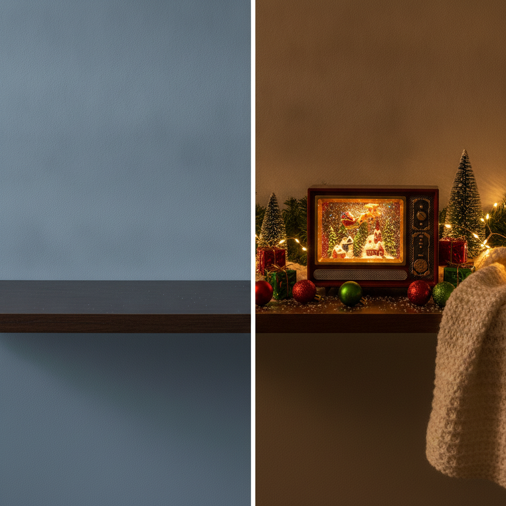 Adorno Navideño TV Retro Viejito Pascuero Musical Usb-6