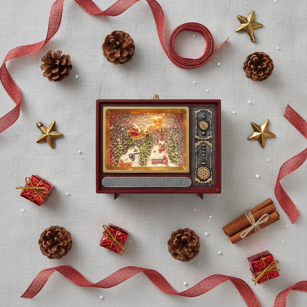 Adorno Navideño TV Retro Viejito Pascuero Musical Usb-7