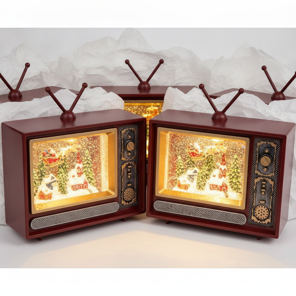 Adorno Navideño TV Retro Viejito Pascuero Musical Usb-8