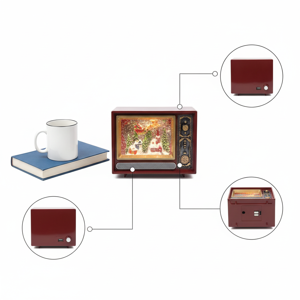 Adorno Navideño TV Retro Viejito Pascuero Musical Usb-9
