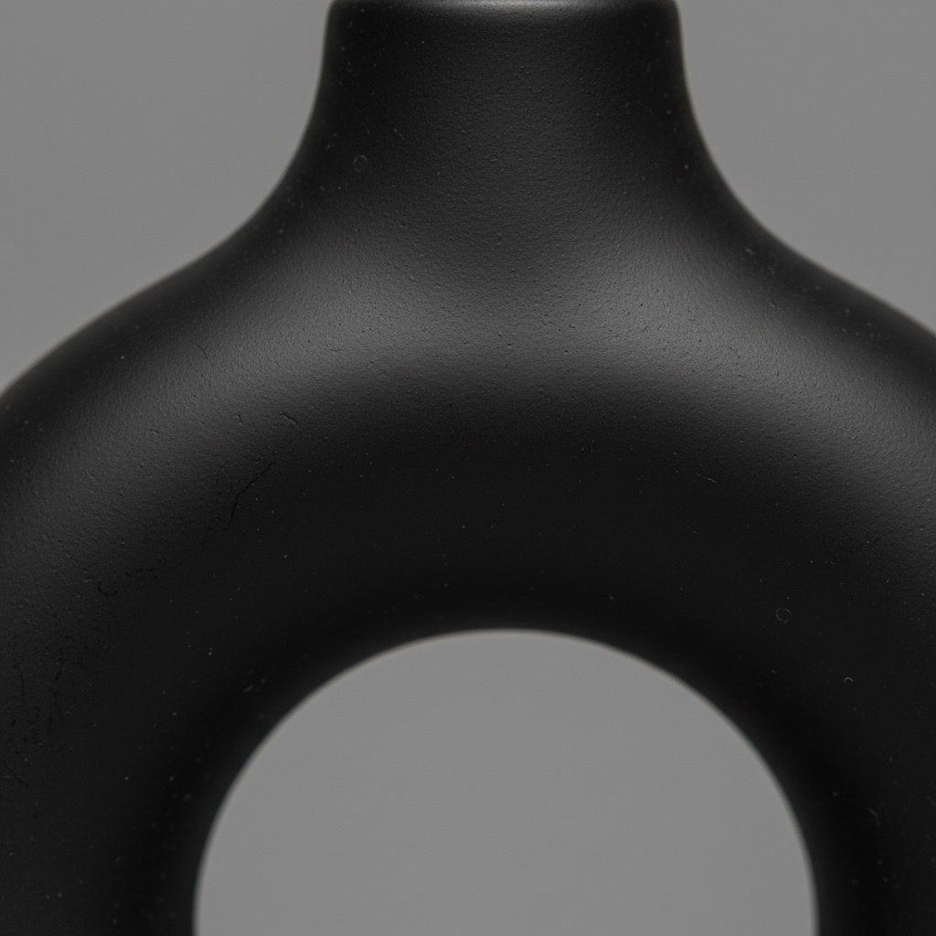 Florero Negro Ceramica Circular Vintage 22cm Decoracion-4