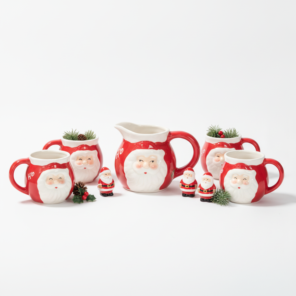 Jarra Ceramica Navideña Viejito Pascuero Lechera-9