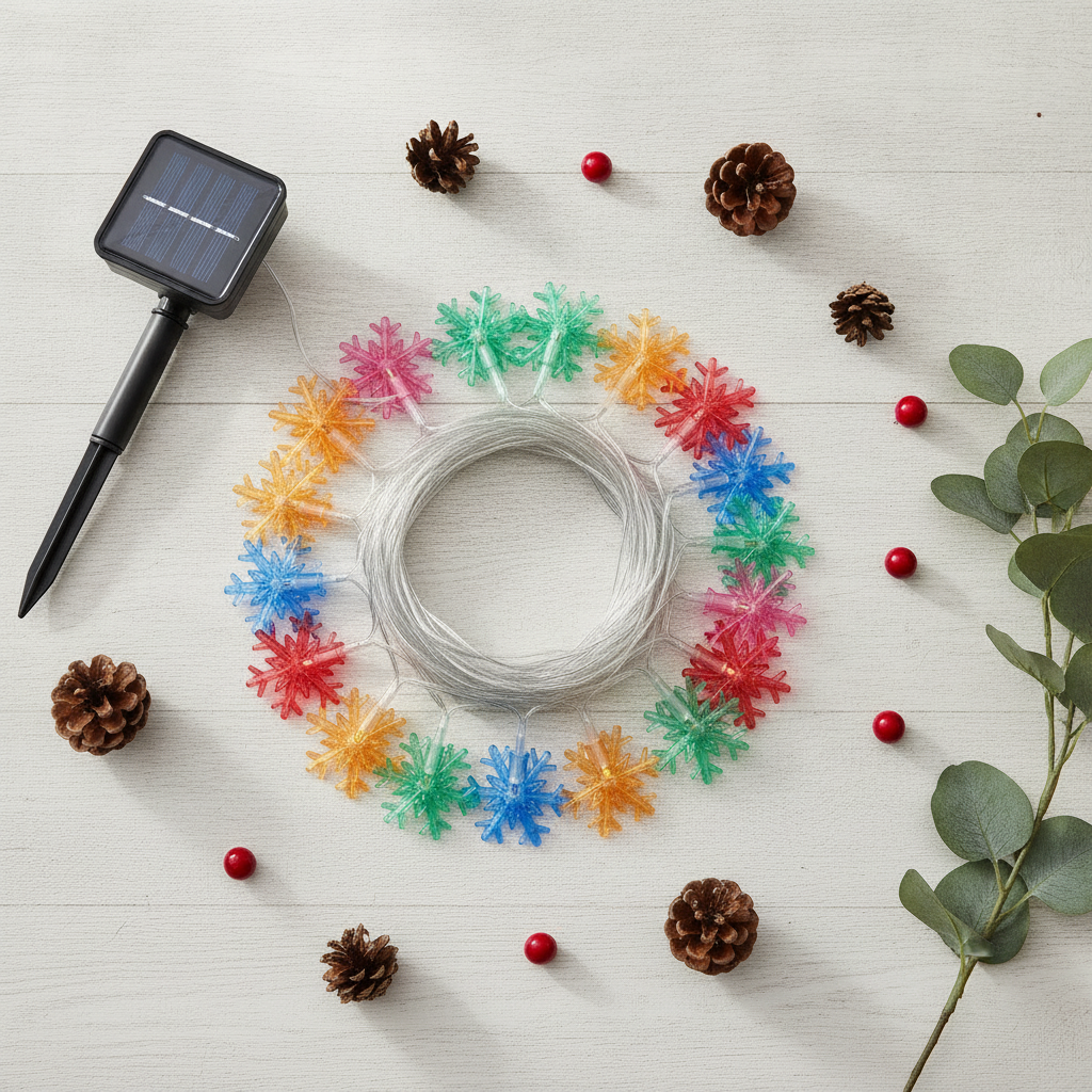 Guirnalda Solar 20 Luces Copo Nieve Led 6m Multicolor Deco-5