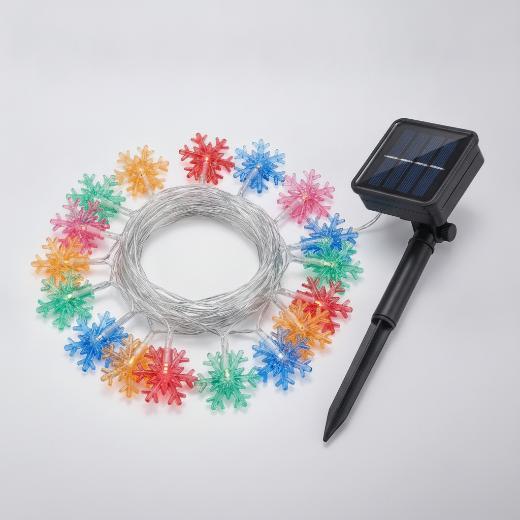 Guirnalda Solar 20 Luces Copo Nieve Led 6m Multicolor Deco-7