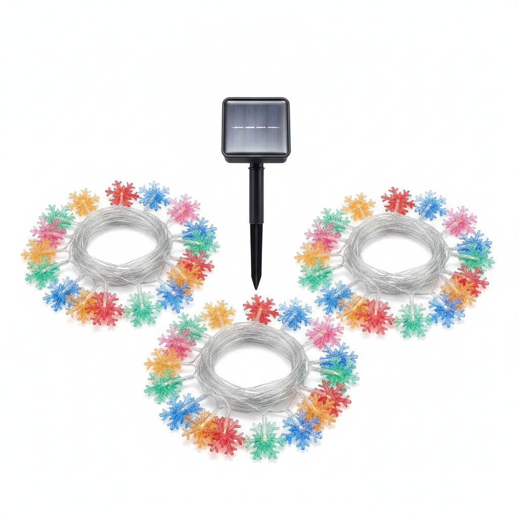 Guirnalda Solar 20 Luces Copo Nieve Led 6m Multicolor Deco-8