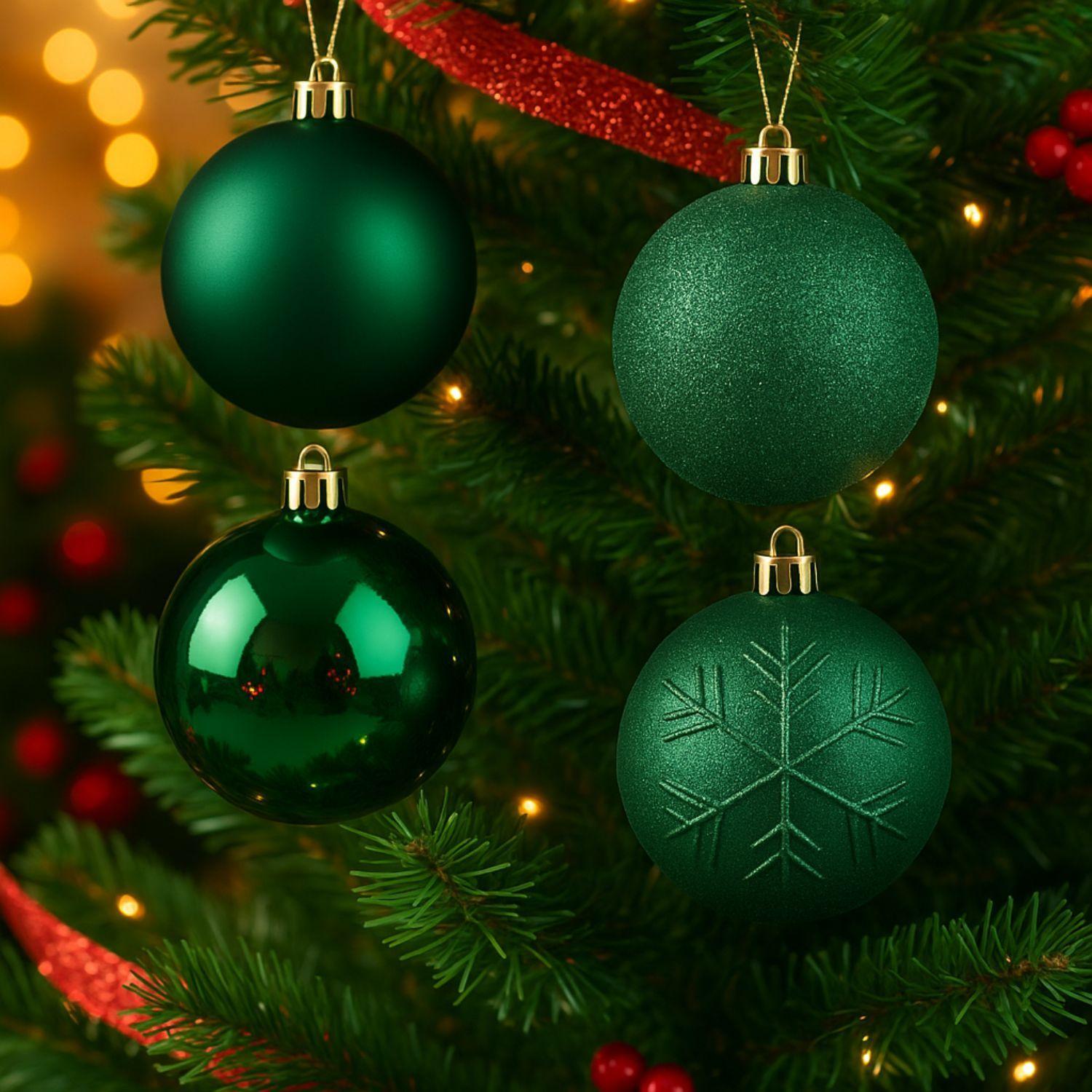 16 Esferas Bambalinas Adorno Navideño Verde 6cm Decoracion-2