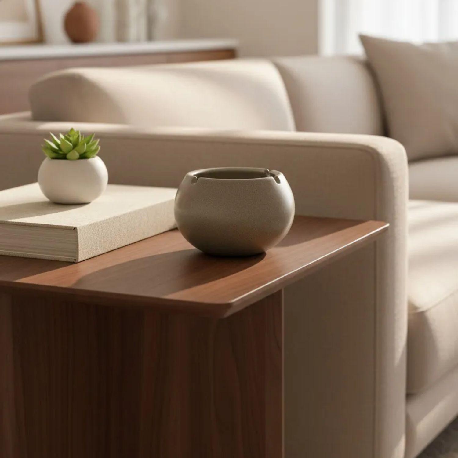 Cenicero Ceramica Redondo Decorativo Mesa Wayu Esférico-3