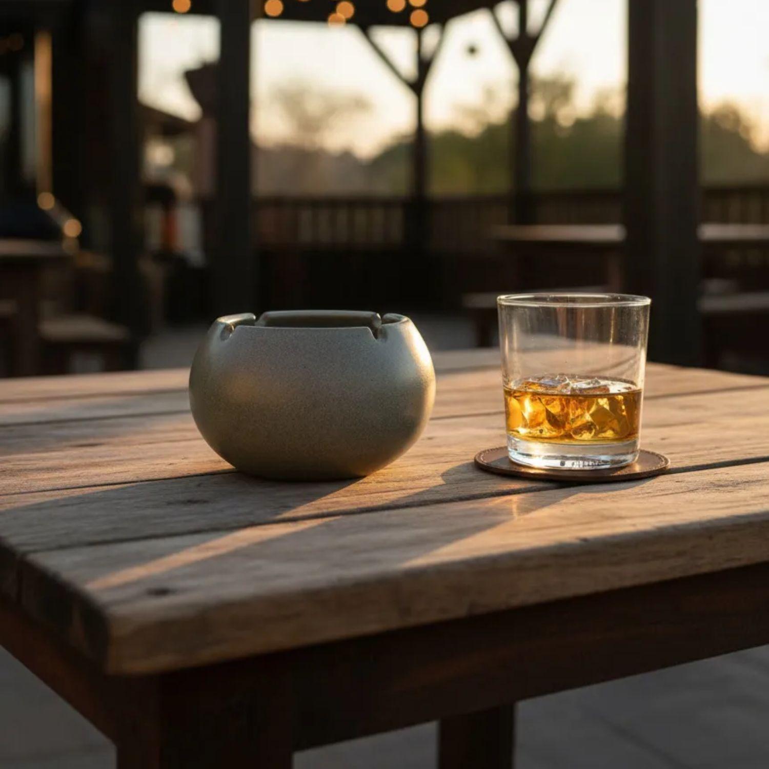 Cenicero Ceramica Redondo Decorativo Mesa Wayu Esférico-4