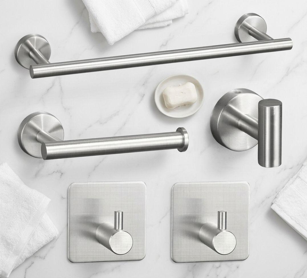 Set Accesorios De Baño 5 Piezas Acero Inoxidable Plata-5