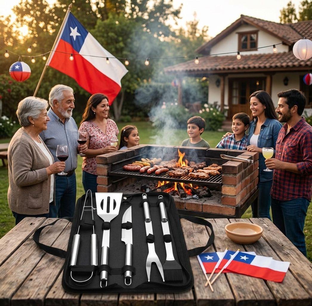Set Parrillero 5 Utensilios Acero Inoxidable + Estuche Bbq-4