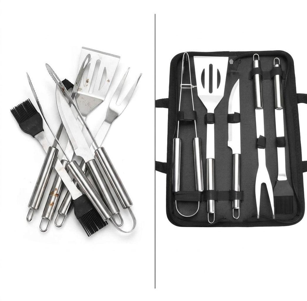 Set Parrillero 5 Utensilios Acero Inoxidable + Estuche Bbq-6