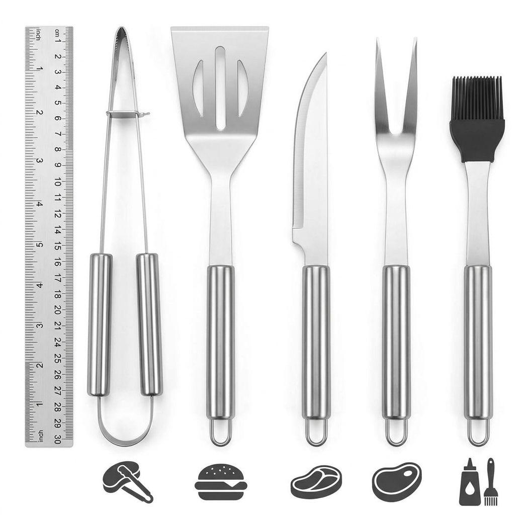 Set Parrillero 5 Utensilios Acero Inoxidable + Estuche Bbq-7