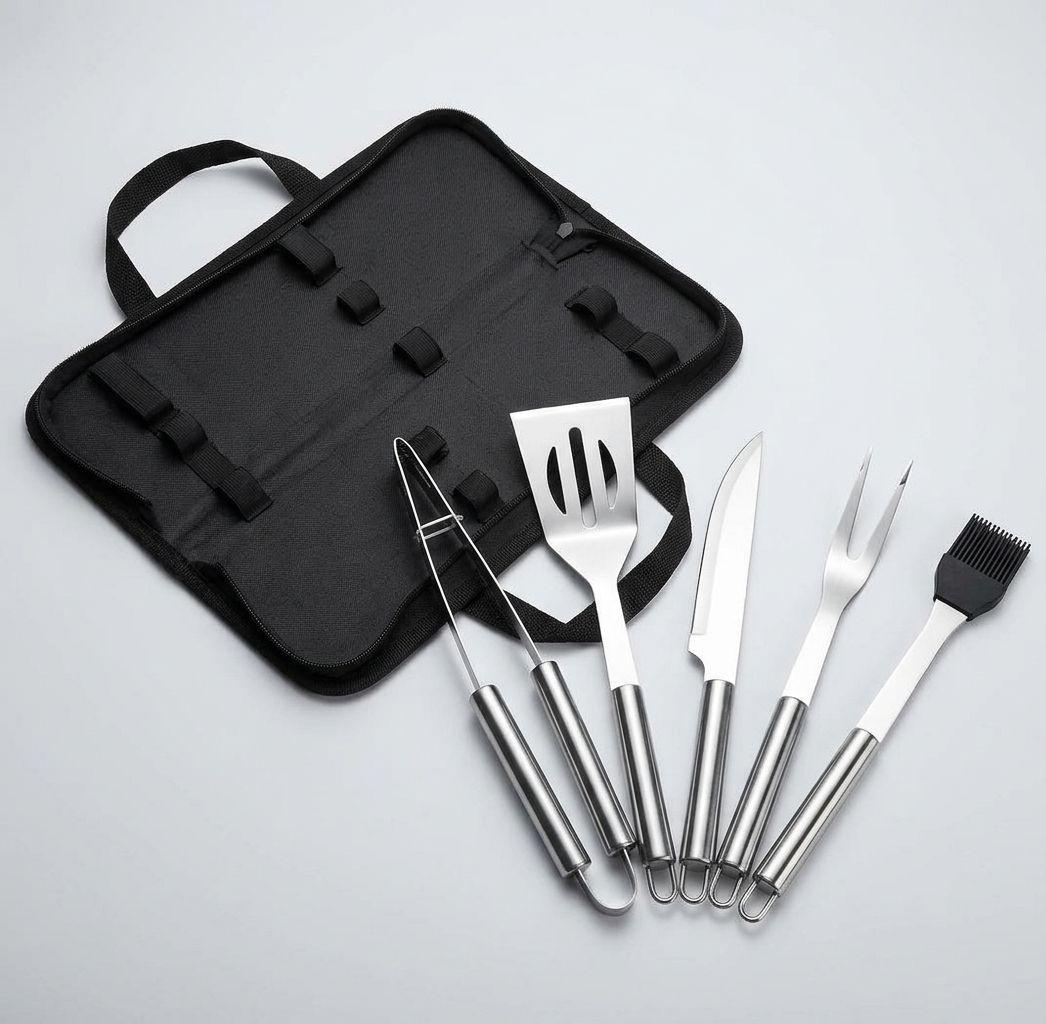 Set Parrillero 5 Utensilios Acero Inoxidable + Estuche Bbq-8