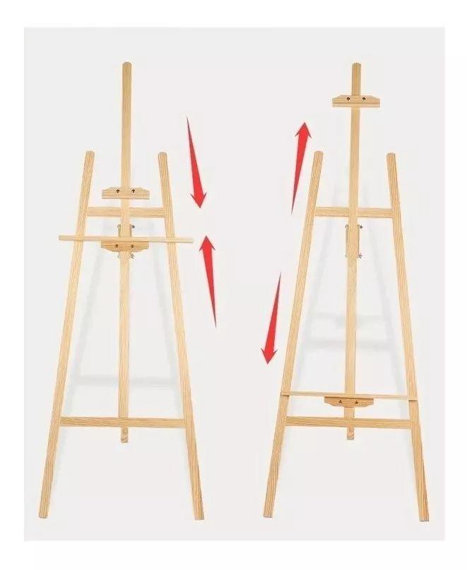 Atril Caballete Ajustable De Madera Para Pintar 1.45mt-0