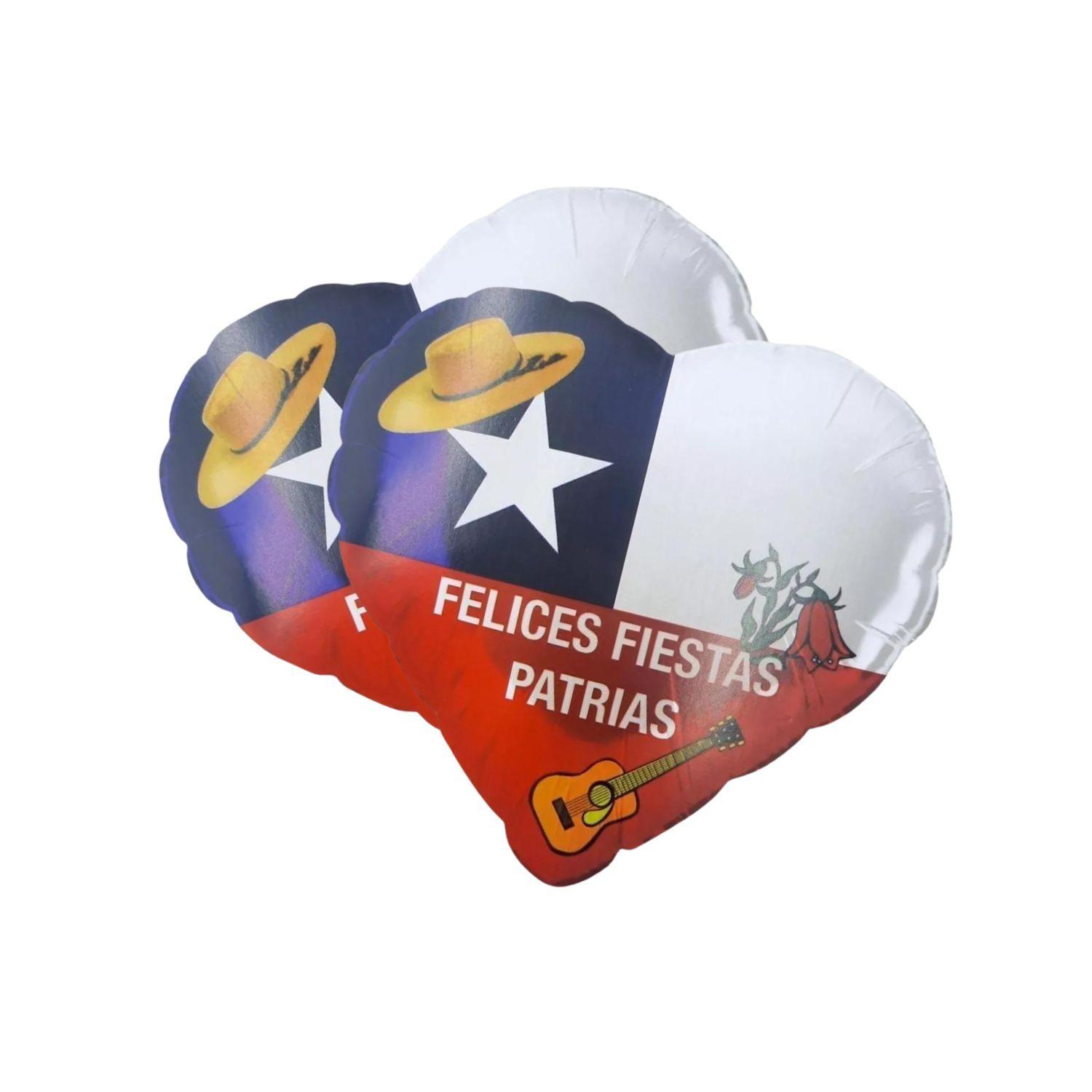 Set 6 Globos Corazones Fiestas Patrias Chile Cotillon-2