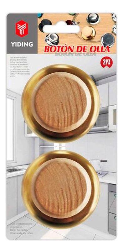 Set 2 Tapas Pomos de Ollas 5,9 Cm Diseño Madera Universal-1